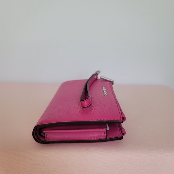 MICHAEL KORS Jet Set Double Zip Pebbled Leather Wristlet- Cerise 🎈$114.⭐ - Picture 10 of 16